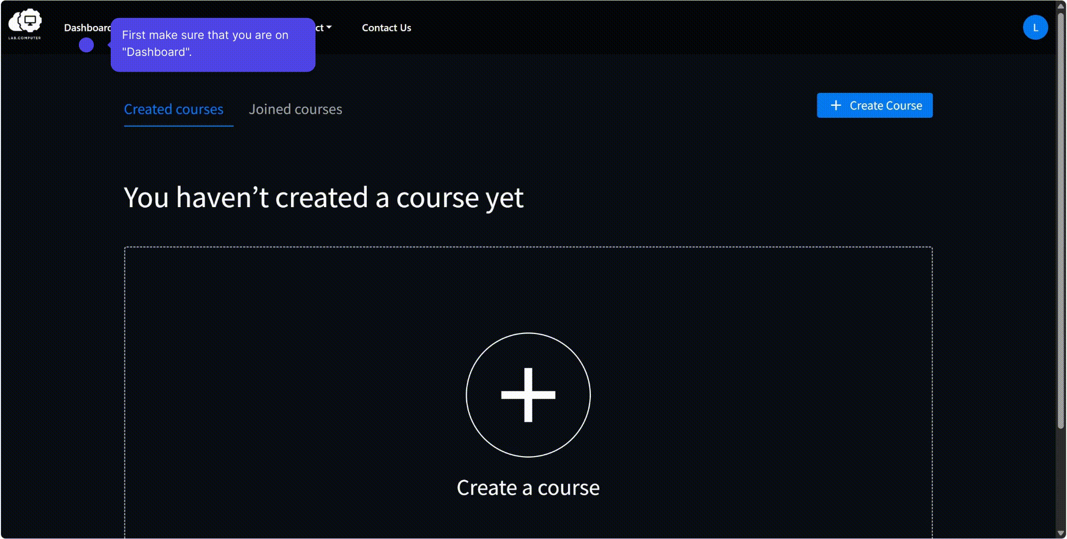 GIF: How to Create a Course