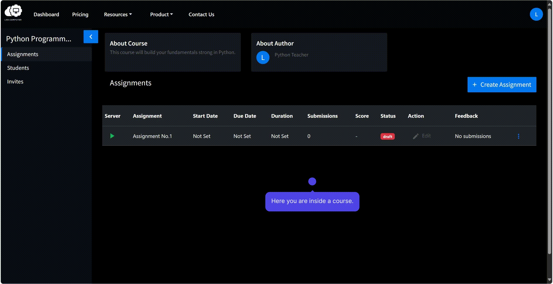 GIF: Set and Update Assignment Settings