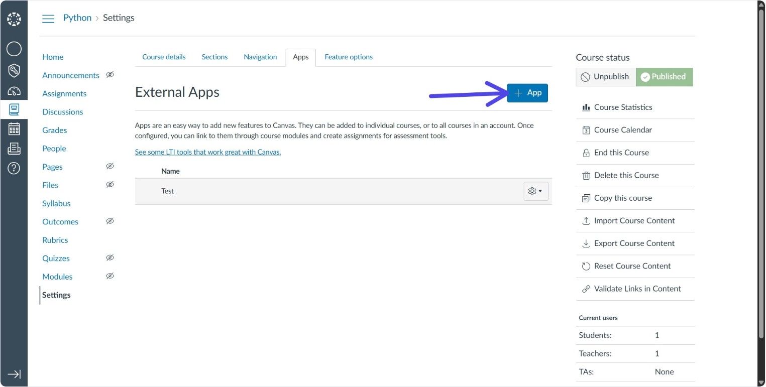 Screenshot: Add App