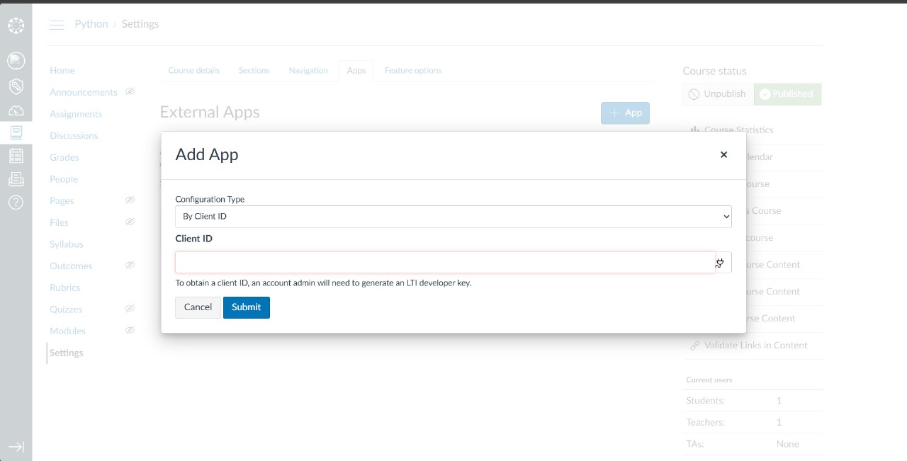 Screenshot: Add App
