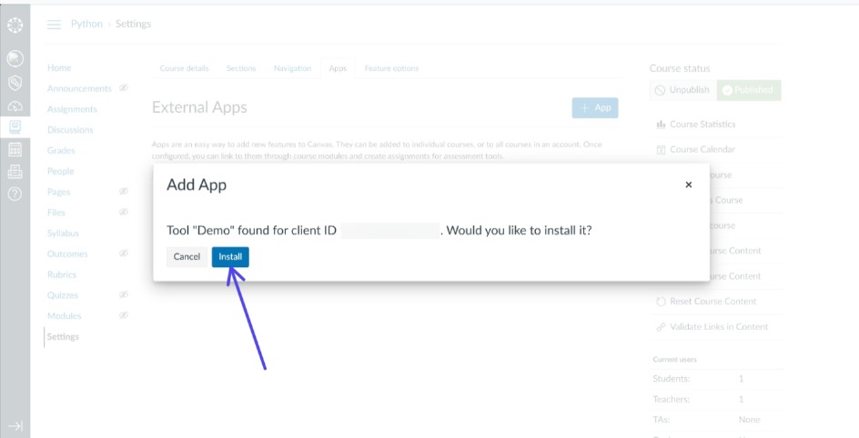 Screenshot: Add App