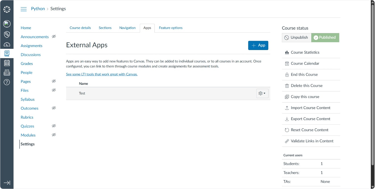Screenshot: External App