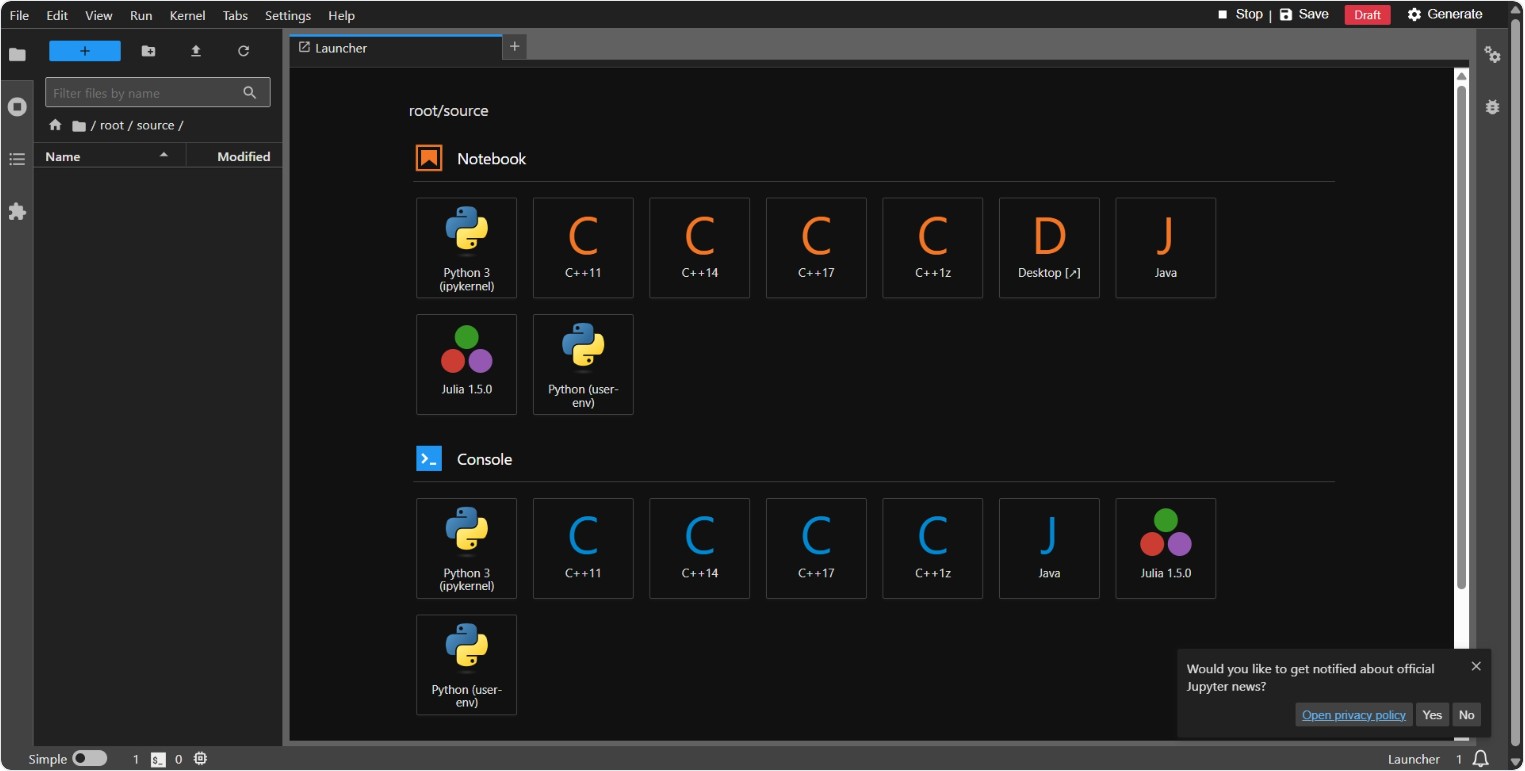 Screenshot: Instructor open Notebook