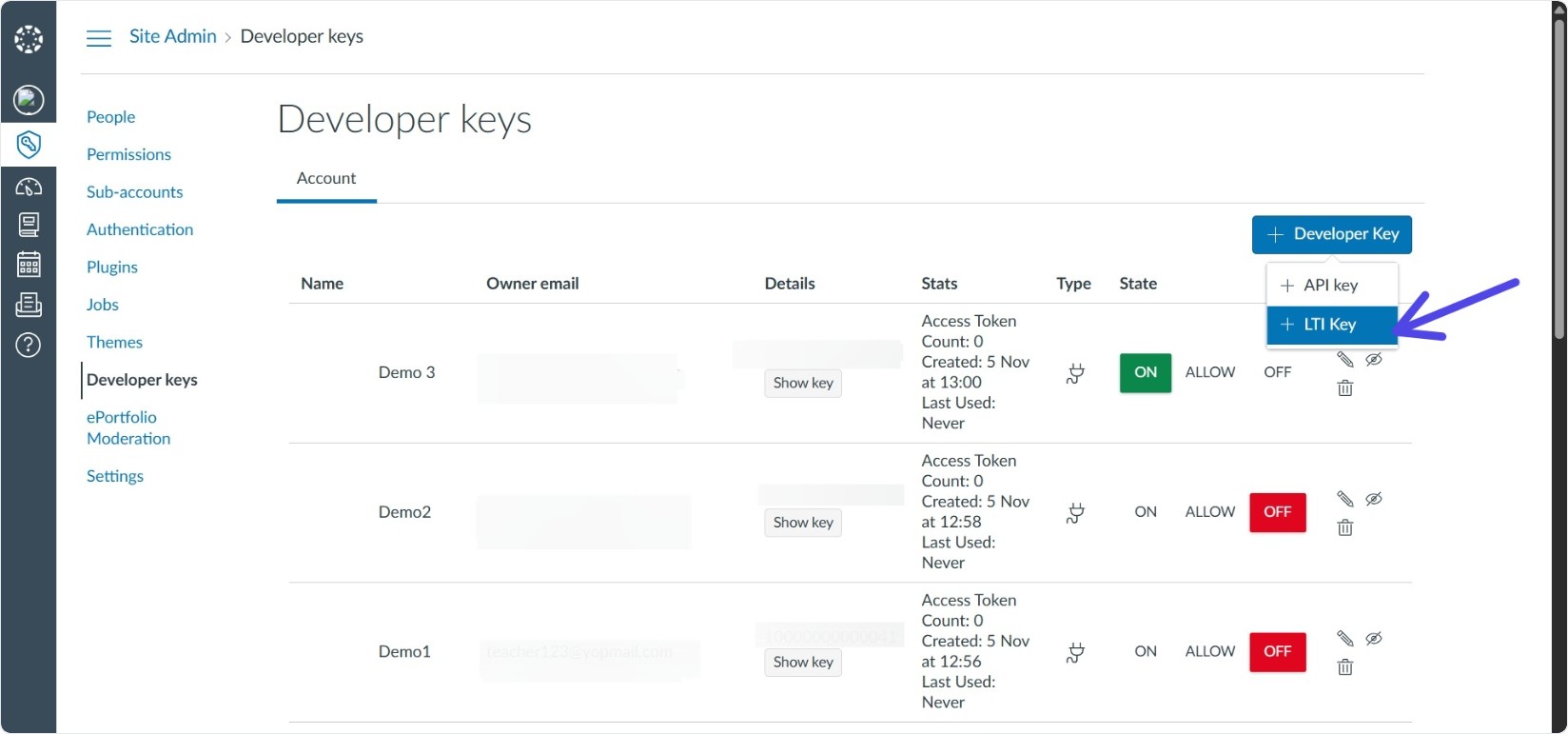 ScreenShot: LTI Key option