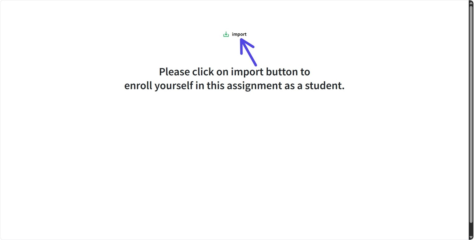 Screenshot: Import the Assignment