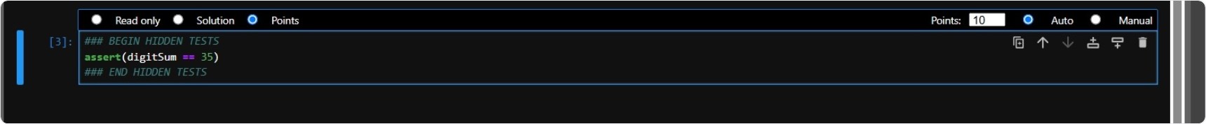 Screenshot: Begin and End Hidden Tests